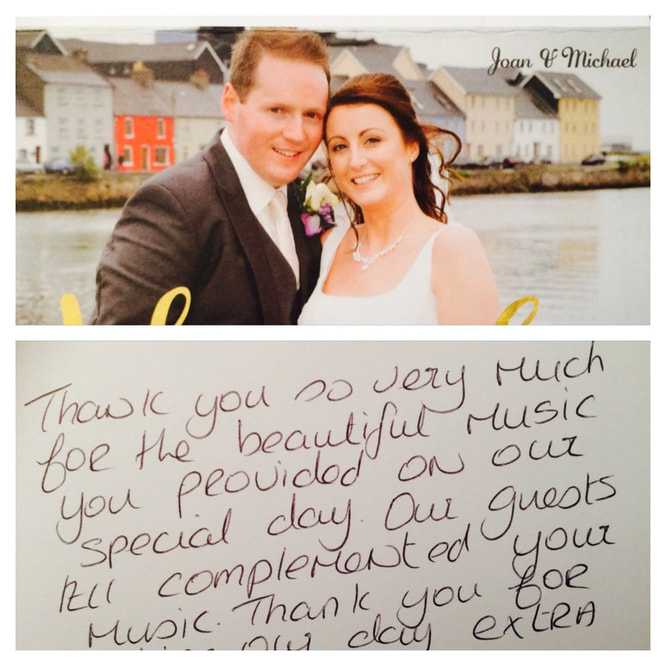 Thank You Card for Sean De Burca, photo of michael and Joan at the Claddagh Galway,